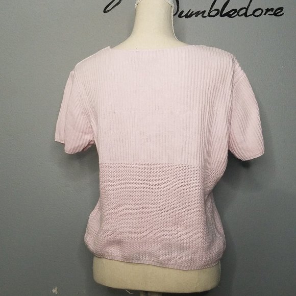 Vintage Liz Claiborne Pink Short-Sleeve Knit Sweater, M - Picture 4 of 9